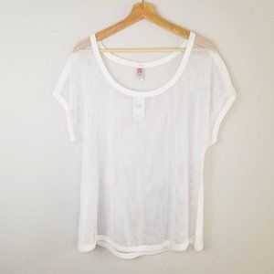 Lane Bryant Active Mesh Tee Shirt White 14/16